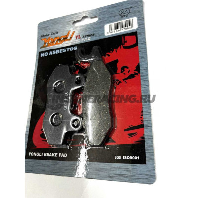 YL-F009 Тормозные колодки дисковые мото YONGLI Organic (FDB631P)