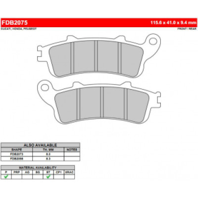 FDB2075P Тормозные колодки дисковые MOTO, блистер 2 шт