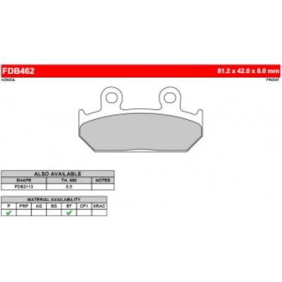FDB462ST Тормозные колодки дисковые MOTO, блистер 2 шт