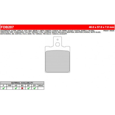 FDB207EF Тормозные колодки дисковые MOTO, блистер 2 шт