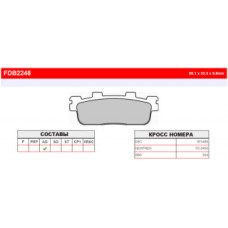 FDB2248EF Тормозные колодки дисковые MOTO, блистер 2 шт