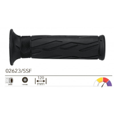 02623/SSF грипсы 2шт ROAD STANDARD GRIPS BLACK SOFT OPEN L.120mm