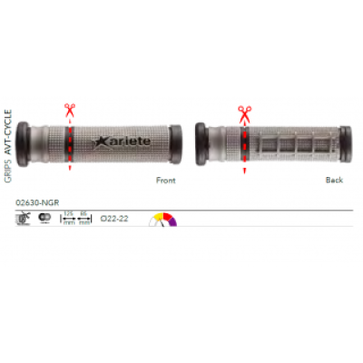02630-NGR грипсы 2шт AVT GRIPS BLACK-GREY MEDIUM TWO MATERIALS L.125mm/85mm