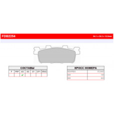FDB2254EF Тормозные колодки дисковые MOTO, блистер 2 шт FDB2254AG