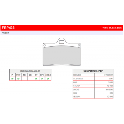 FRP408XRAC Тормозные колодки дисковые MOTO, блистер 2 шт