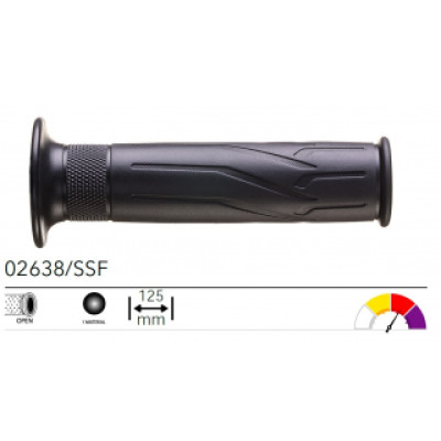 02638/SSF грипсы 2шт ROAD GRIPS YAMAHA BLACK SUPER SOFT OPEN L.125mm