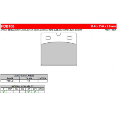 FDB108ST Тормозные колодки дисковые MOTO, блистер 2 шт