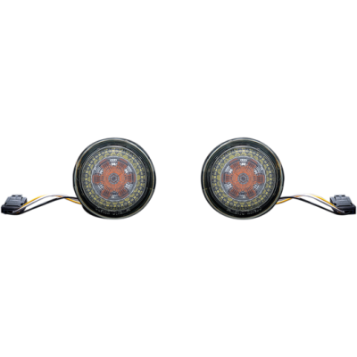 2020-1602, CUSTOM DYNAMICS, FRONT AMBER Turn/WHITE Run Halo PROBEAM® DYNAMIC RINGZ™ JAE LED INSERTS WITH SMOKE LENSES | alt partnumbers: PB-AW-JAE