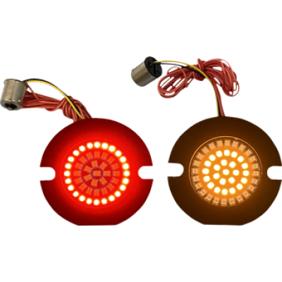 2020-1891, CUSTOM DYNAMICS, REAR AMBER Turn/RED Run/Brake HALO Genesis® 4 DYNAMIC CLUSTERS2™ 1156/HDI LED INSERTS FLAT STYLE | alt partnumbers: GEN-4-AR2-1156T