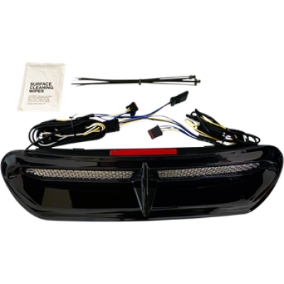 2040-2812, CUSTOM DYNAMICS, Genesis® 4 All-In-One Dynamic LED Batwing Fairing Vent Insert / Amber/White / Black w/ SS Mesh | alt partnumbers: 29200007 CD-VENT-AW2-B