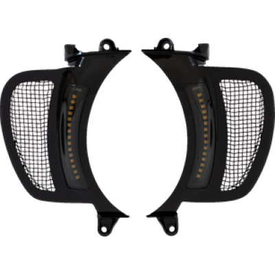 2040-2815, CUSTOM DYNAMICS, Genesis® 4 All-In-One Dynamic LED Vent Accent Inserts - Amber/White - Gloss Black with Black Mesh - | alt partnumbers: 61400173 61400198 CD-RG-V-AW2-BB