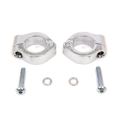 31-1349, vTwin Mfg, FOG LAMP ENGINE BAR CLAMP SHORT CHROME | alt partnumbers: 68000171 77717