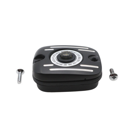 41700336, vTwin Mfg, Cover Kit, Front Brake Master Cylinder, Black Grooved, DOT4