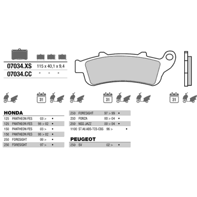 Brembo 07034 колодки тормозные МОТО(FDB2075)