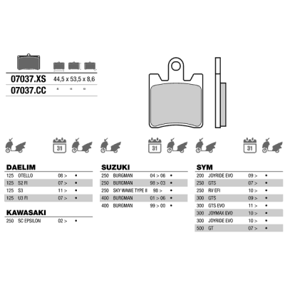 Brembo 07037 колодки тормозные МОТО(FDB2085)