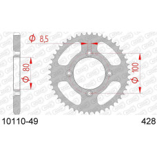 10110-49 звезда задняя (ведомая) стальная, 428, AFAM (JTR1204.49)