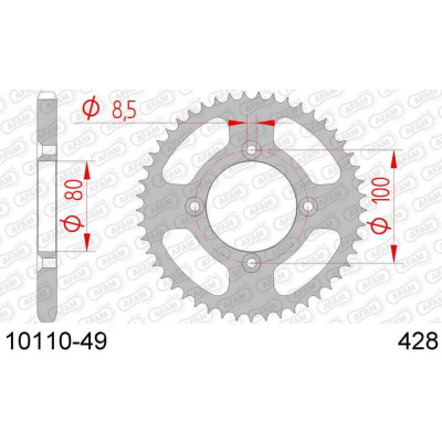 10110-49 звезда задняя (ведомая) стальная, 428, AFAM (JTR1204.49)