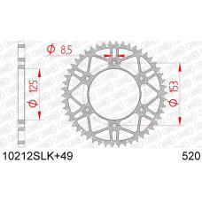 10212SLK+49 звезда задняя (ведомая) стальная, самоочищающаяся, облегченная, 520, AFAM (JTR210.49)