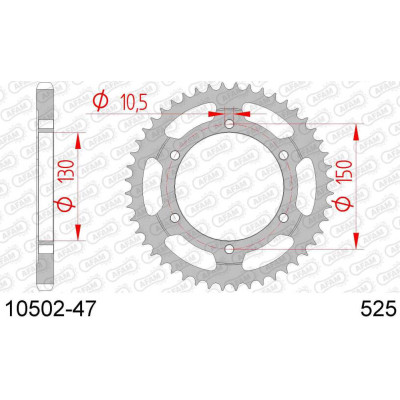 10502-47 звезда задняя (ведомая) стальная , 525, AFAM (JTR300.47)