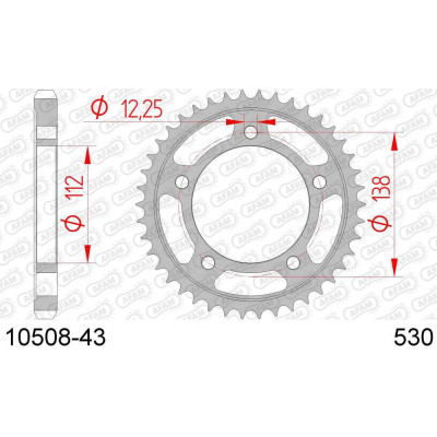 10508-43 звезда задняя (ведомая) стальная , 530, AFAM (JTR302.43)