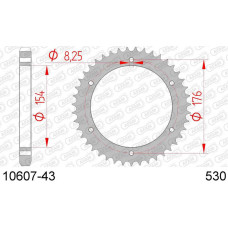 10607-43 звезда задняя (ведомая) стальная , 530, AFAM (JTR343.43)