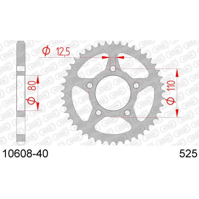 10608-40 звезда задняя (ведомая) стальная , 525, AFAM (JTR1332.40)