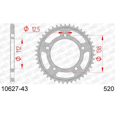 10627-43 звезда задняя (ведомая) стальная , 520, AFAM (JTR1303.43)