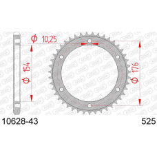 10628-43 звезда задняя (ведомая) стальная , 525, AFAM