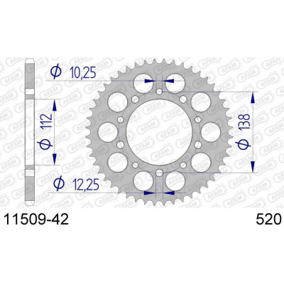 11509-42 звезда задняя (ведомая) алюминиевая, 520, AFAM (JTA1303.42)