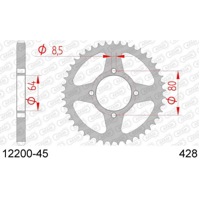 12200-45 звезда задняя (ведомая) стальная , 428, AFAM (JTR838.45)