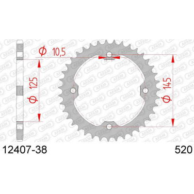 12407-38 звезда задняя (ведомая) стальная , 520, AFAM (JTR1857.38)