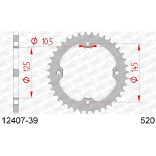 12407-39 звезда задняя (ведомая) стальная, 520, AFAM