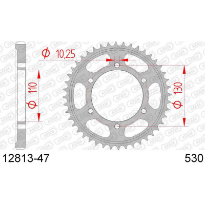 12813-47 звезда задняя (ведомая) стальная , 530, AFAM (JTR479.47)