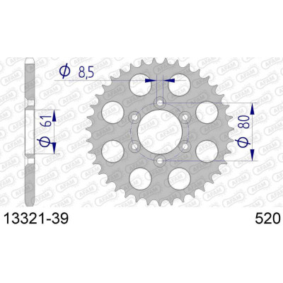 13321-39 звезда задняя (ведомая) стальная, 520, AFAM