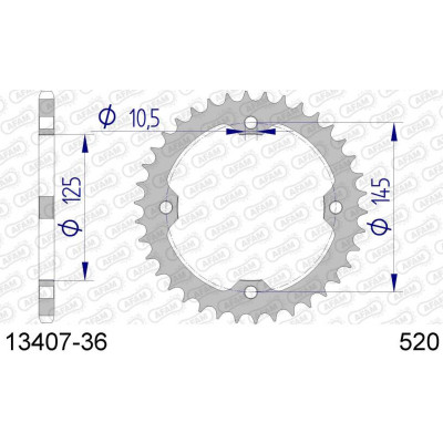 13407-36 звезда задняя (ведомая) алюминиевая, 520, AFAM