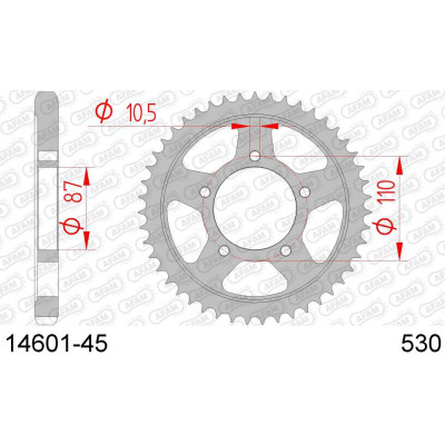 14601-45 звезда задняя (ведомая) стальная , 530, AFAM (JTR829.45)