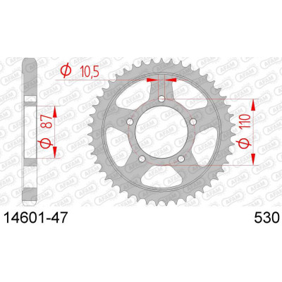 14601-47 звезда задняя (ведомая) стальная , 530, AFAM (JTR829.47)