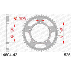 14604-42 звезда задняя (ведомая) стальная , 525, AFAM (JTR1792.42)