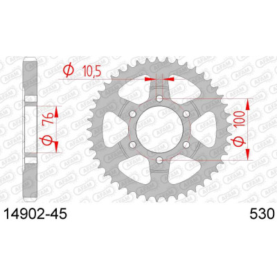 14902-45 звезда задняя (ведомая) стальная , 530, AFAM (JTR816.45)