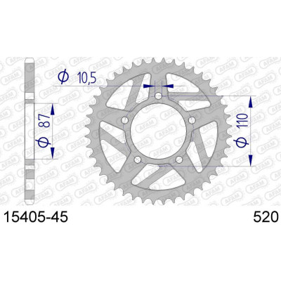 15405-45 звезда задняя (ведомая) алюминиевая, 520, AFAM (JTA823.45)