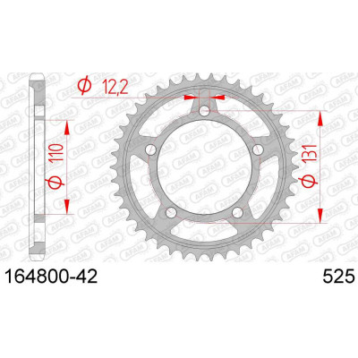 164800-42 звезда задняя (ведомая) стальная , 525, AFAM (JTR7.42)