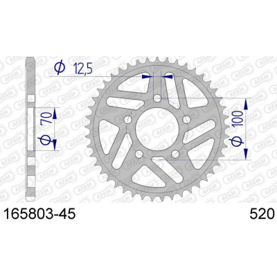 165803-45 звезда задняя (ведомая) алюминиевая, HARD, 520, AFAM