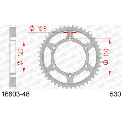 16603-48 звезда задняя (ведомая) стальная , 530, AFAM (JTR499.48)