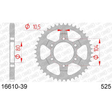 16610-39 звезда задняя (ведомая) стальная , 525, AFAM (JTR1489.39)