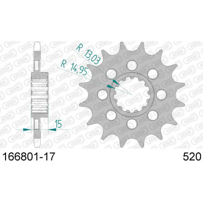 166801-17 звезда передняя (ведущая) стальная , 520, AFAM (JTF1404.17)