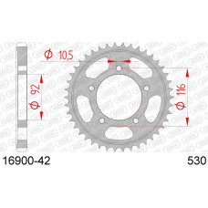 16900-42 звезда задняя (ведомая) стальная , 530, AFAM (JTR1493.42)