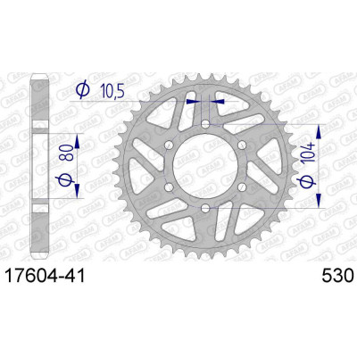 17604-41 звезда задняя (ведомая) алюминиевая, 530, AFAM (JTA478.43)
