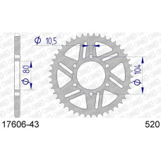 17606-43 звезда задняя (ведомая) алюминиевая, 520, AFAM (JTA478.43)