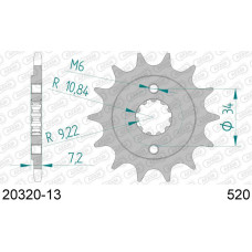 20320-13 звезда передняя (ведущая) стальная , 520, AFAM (JTF1321.13)