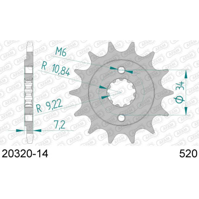 20320-14 звезда передняя (ведущая) стальная , 520, AFAM (JTF1321.14)